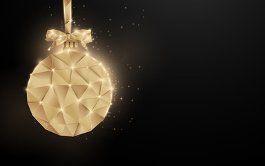 Poster - Merry Christmas and Happy New Year. Gold christmas ball. Luxury abstract background