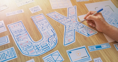 Wall Mural - ux designer creative prototype graphic planning application development for web mobile phone . user 