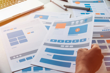 website designer creative planning application developer development draft sketch drawing template l