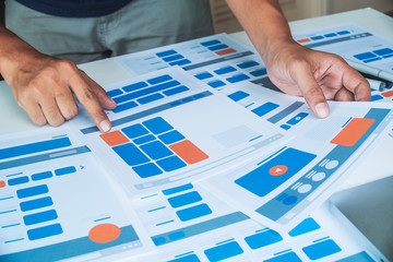 website designer creative planning application developer development draft sketch drawing template l