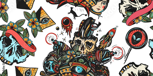 Fotografia  Sci-fi seamless pattern