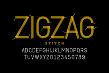 Zigzag Stitch Style Font Design, Embroidery Alphabet, Letters And Numbers