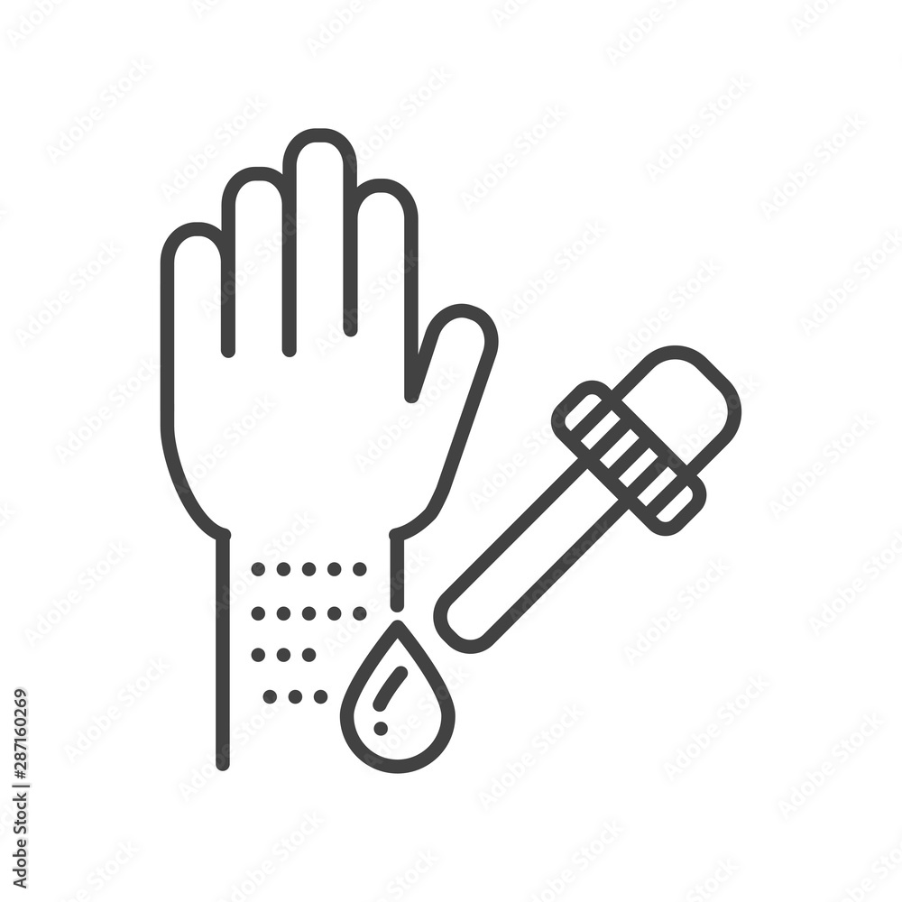 Allergy tested line black icon. Allergic reaction concept. Medical ...