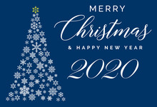 Merry Christmas And Happy New Year 2020 Lettering Template. Greeting Card Or Invitation. Winter Holidays Related Typograph