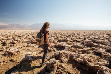 Wall Mural - A hiker in Death Valley National Park, Geology, sand.