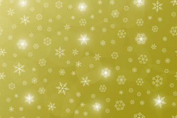 Wall Mural - White snowflies on a yellow background. Vector illustration