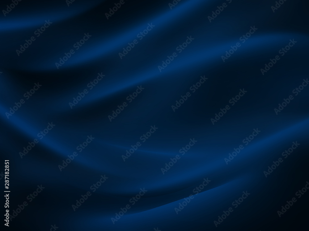 Sea Wave Abstract Navy Blue Black Neon Pattern Moon Light Silk Wavy Dark Texture Night Beach Party Background - obrazy, fototapety, plakaty 