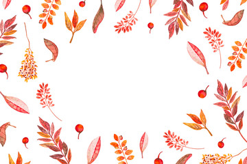 Wall Mural - Autumn Pattern Made Of Watercolor Elements