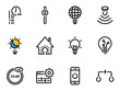 © dima040293 - Set of black vector icons, isolated against white background. Illustration on a theme Smart home light, AI, night mode, fine-tuning, smartphone control