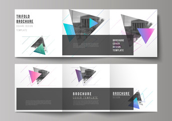 Wall Mural - the minimal vector editable layout of square format covers design templates for trifold brochure, fl