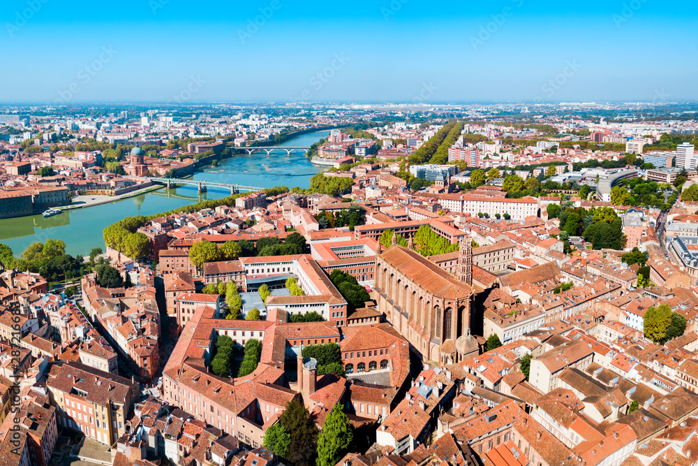 Toulouse aerial panoramic view, France - obrazy, fototapety, plakaty 