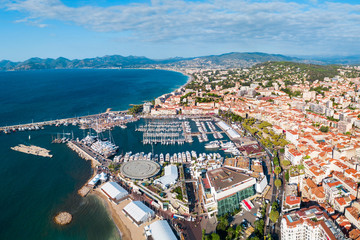 Wall Mural - Cannes aerial panoramic view, France
