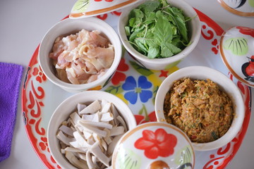 Canvas Print - noodles with meat and vegetables