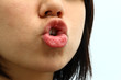 © LAYHONG - Close up mouth lips shape for pronunciation isolated on white background