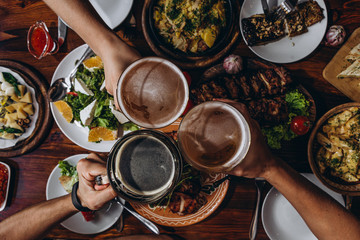 table with food, top view