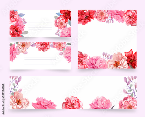 set of floral banners with flowers