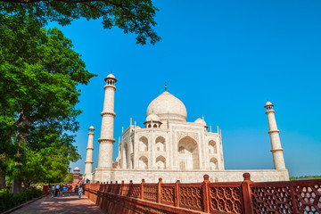 Fototapete - Taj Mahal marble mausoleum, Agra