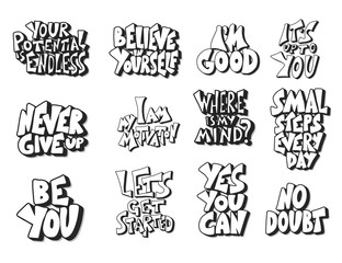 Wall Mural - Set of motivational quotes isolated. Vector text.