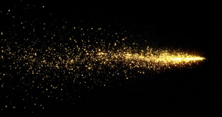 Aufkleber - golden glitter light tail, sparkling shining comet trail wave. gold glittering magic shimmer, glowin
