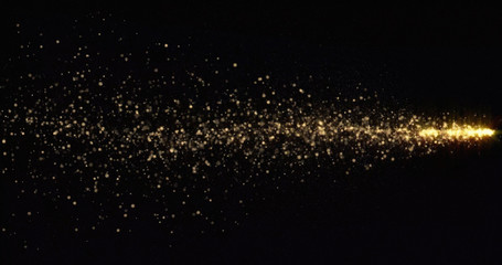 Aufkleber - golden glitter light comet trail, sparkling shine tail wave. gold glittering shimmer, magic glowing 