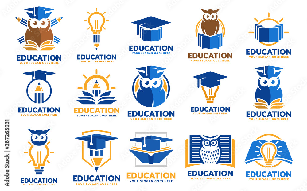 Set of education logo design templates, educational logo design template pack - obrazy, fototapety, plakaty 