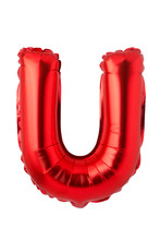 Letter U Of Red Balloon Isolated On White Background