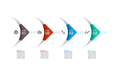 Wall Mural - Semicircle arrow on horizontal infographics design vector graphic art.