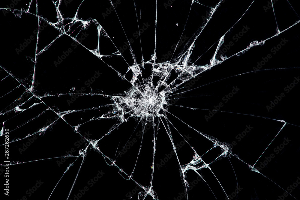 Texture broken glass with cracks. Abstract of cracked screen Smartphone from shock. - obrazy, fototapety, plakaty 