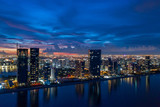 Fototapeta Miasto - Sunny Isles Beach Florida USA twilight aerial panorama