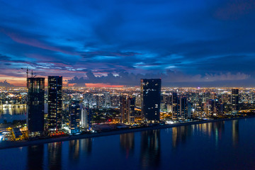 Wall Mural - Sunny Isles Beach Florida USA twilight aerial panorama