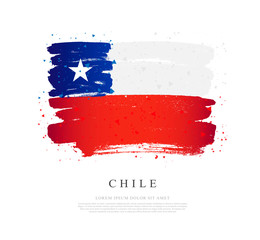 Wall Mural - Chile flag. Brush strokes are drawn by hand. Independence Day.