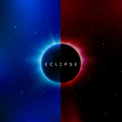 Wall Mural - solar eclipse. astronomy effect - sun eclipse. abstract astral universe background red and blue vers