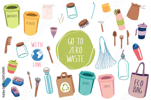 Fotomural Full set of items for eco lifestyle zero waste life