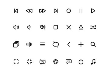Aufkleber - Set Media Player icons. Multimedia. Symbol set, media player icon, player icon. Player buttons
