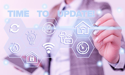 Wall Mural - word writing text time to update. business photo showcasing act updating something someone or update