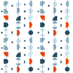 Abstract geometric vector seamless pattern inspired by mid-century modern fabrics. Simple shapes and lines in retro pastel colors . Clipping mask is used for easy editing. Eps 10 vector.