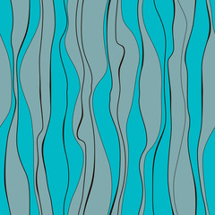 Wall Mural - Wavy line pattern. Hand drawn stripes.