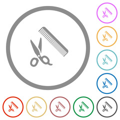 Poster - Comb and scissors flat icons with outlines