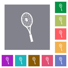 Wall Mural - Tennis racket with ball square flat icons