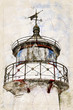 Digital artistic Sketch of a Lighthouse on Ruegen in Germany