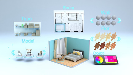 modern concept for quickly creating interior design room design constructor 3d render image