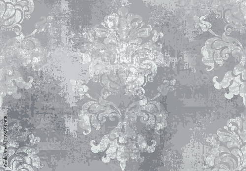 Baroque ornament Vector. Luxury watercolor trendy texture. Vintage retro old ...