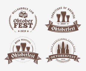 Wall Mural - Beer festival Oktoberfest celebrations. Set of retro vintage beer badges, labels, logos for bar, pub, beer party. Vector design elements