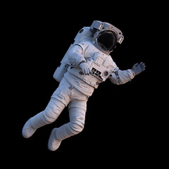Wall Mural - astronaut floating in outer space, isolated on black background