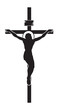 Vector illustration of religious symbol crucifix. Jesus Christ, the Son of God with a halo on his head, a symbol of Christianity. Cross with crucifixion