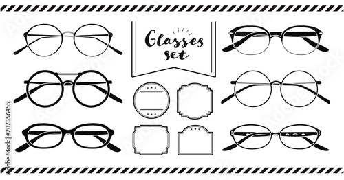 おしゃれメガネのイラストセット モノクロ Stock Vector Adobe Stock おしゃれメガネのイラストセット モノクロ Stock Vector Adobe Stock