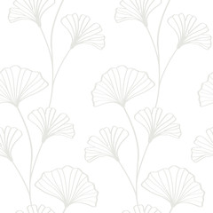 Naklejka na meble Vector ginkgo leaves seamless pattern, white and gray