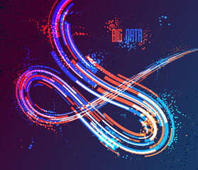 Abstract lines vector background, 3D dynamic motion stripes, technology or science theme abstraction design element, futuristic template for ads or poster or cover.