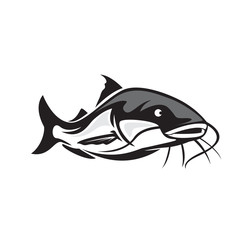 Poster - Swimming catfish art logo design inspiration