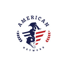 American Eagle Minuteman Handshake Patriotic Logo Emblem Template